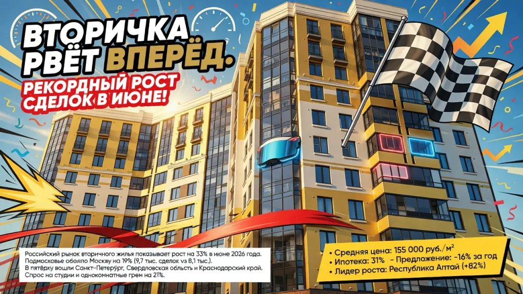 Вторичка рвёт вперёд. Рекордный рост сделок в июне!